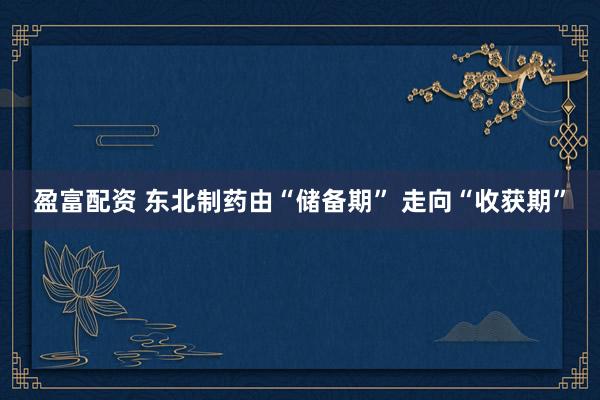 盈富配资 东北制药由“储备期” 走向“收获期”