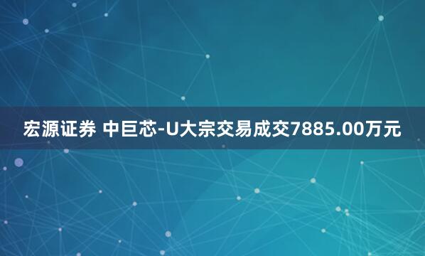 宏源证券 中巨芯-U大宗交易成交7885.00万元